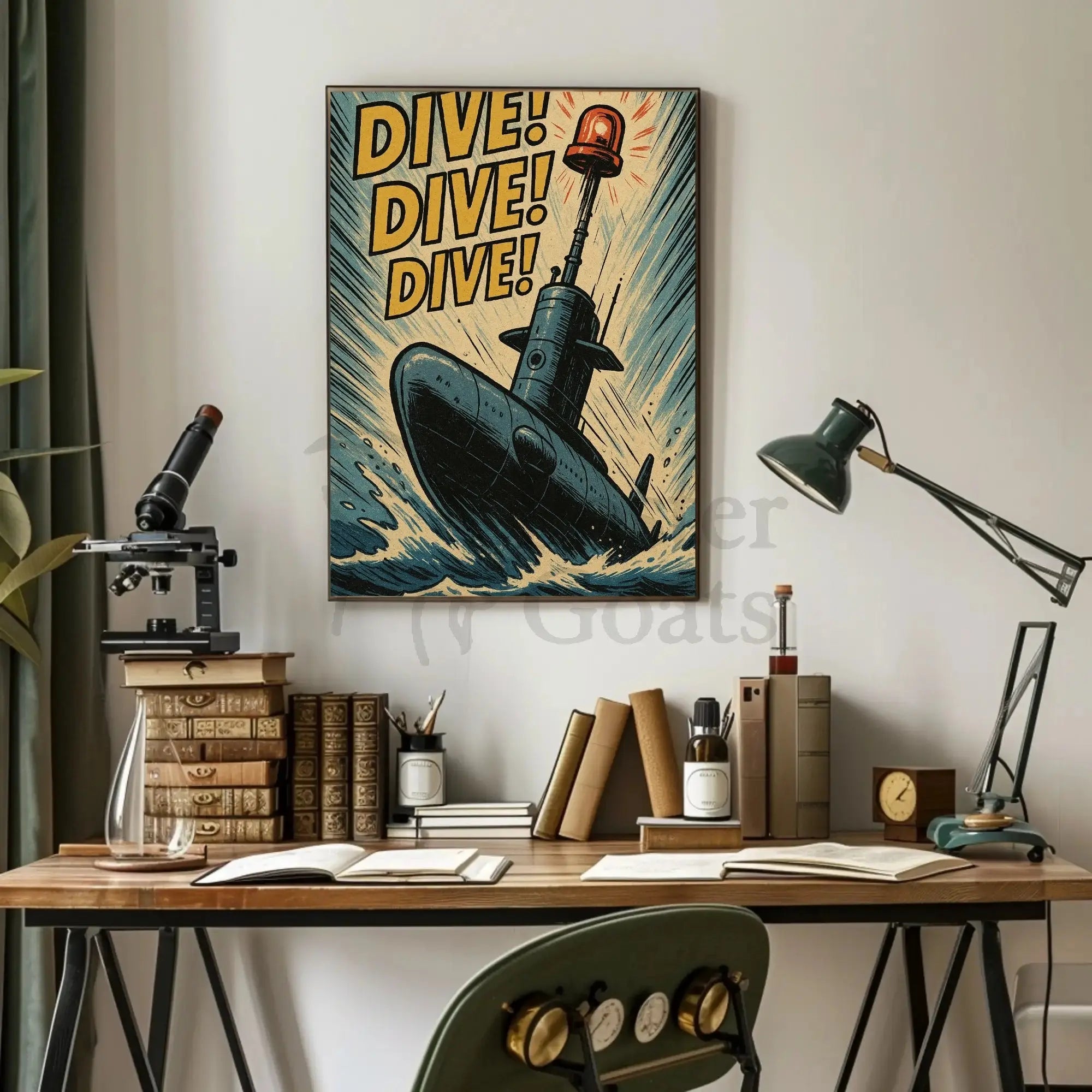 Daring Submarine Dive Vintage Military Recruitment Poster PosterGoat