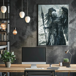 Dark Angel Warrior Monochrome Fantasy Futuristic Sci-Fi Poster PosterGoat