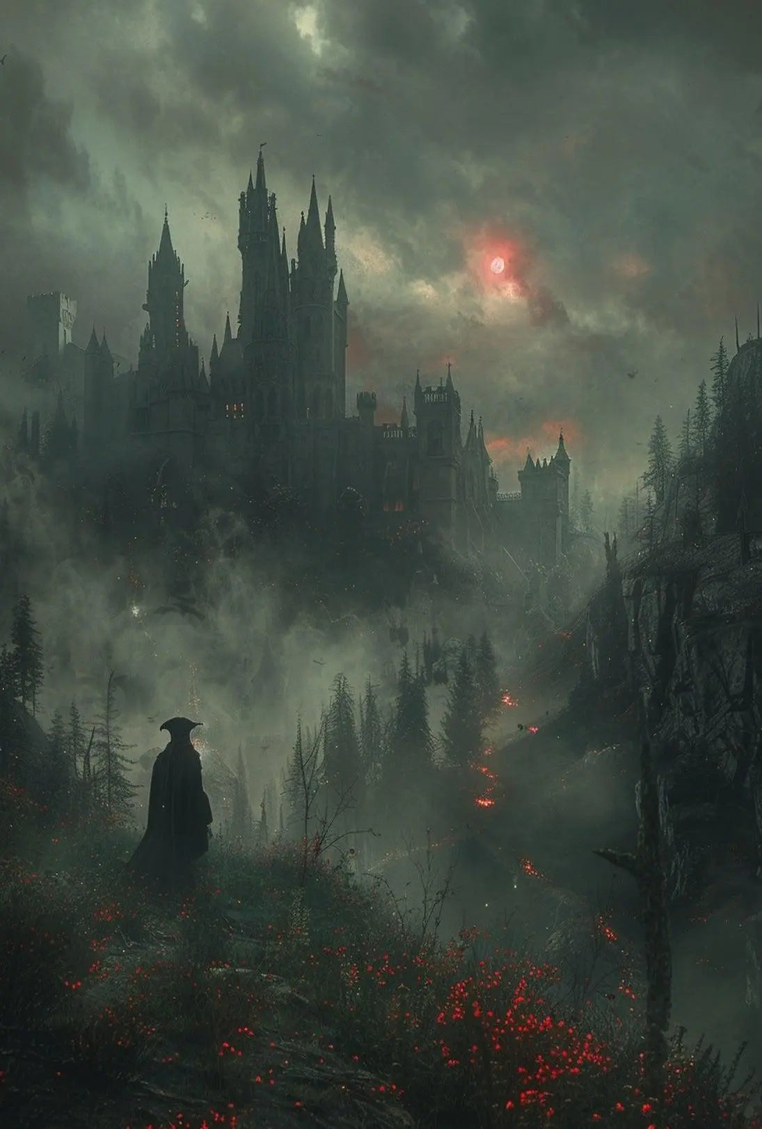 Dark Castle Mystery in Fantasy Setting Art Poster PosterGoat