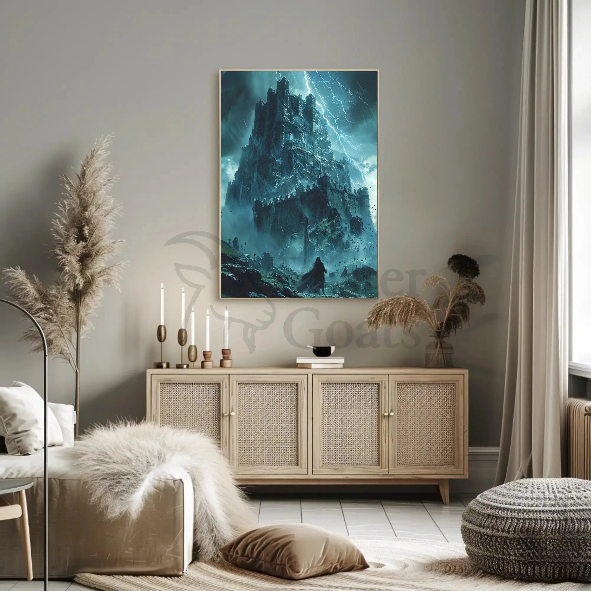 Dark Castle Storm: Atmospheric Medieval Fantasy Poster PosterGoat