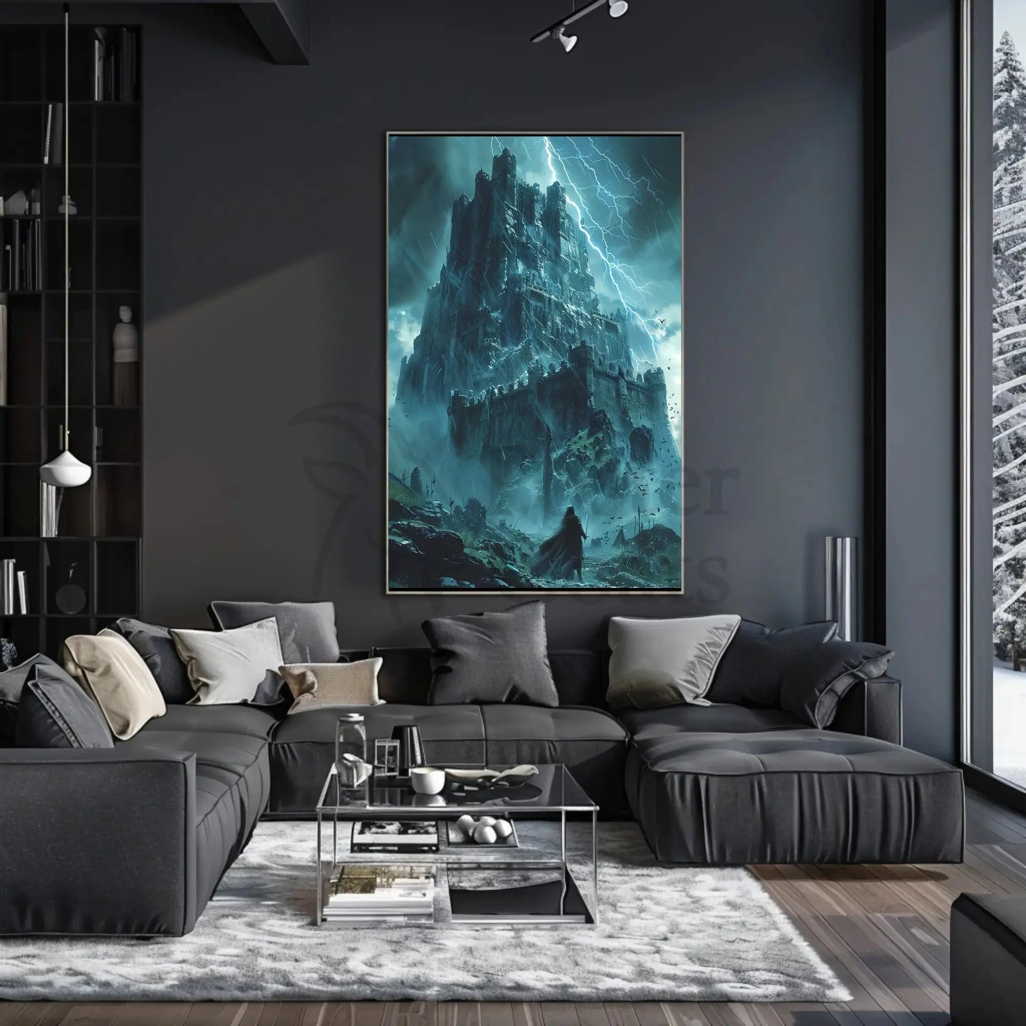 Dark Castle Storm: Atmospheric Medieval Fantasy Poster PosterGoat