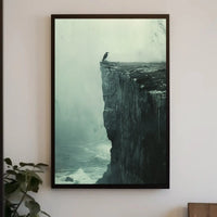 Dark Crow on Cliff: Mystical Animal Art Poster PosterGoat