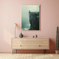 Dark Crow on Cliff: Mystical Animal Art Poster PosterGoat