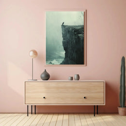 Dark Crow on Cliff: Mystical Animal Art Poster PosterGoat