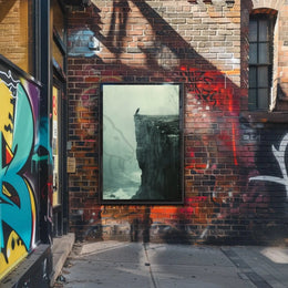 Dark Crow on Cliff: Mystical Animal Art Poster PosterGoat