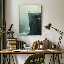 Dark Crow on Cliff: Mystical Animal Art Poster PosterGoat