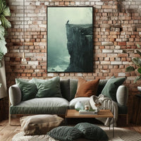 Dark Crow on Cliff: Mystical Animal Art Poster PosterGoat