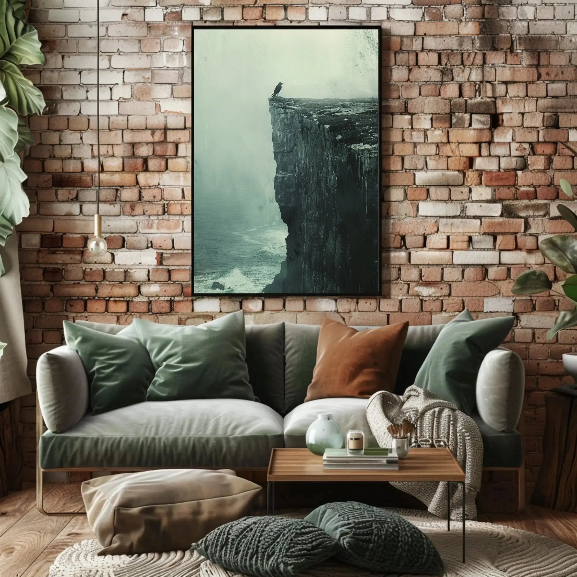 Dark Crow on Cliff: Mystical Animal Art Poster PosterGoat