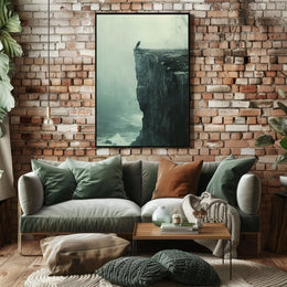 Dark Crow on Cliff: Mystical Animal Art Poster PosterGoat