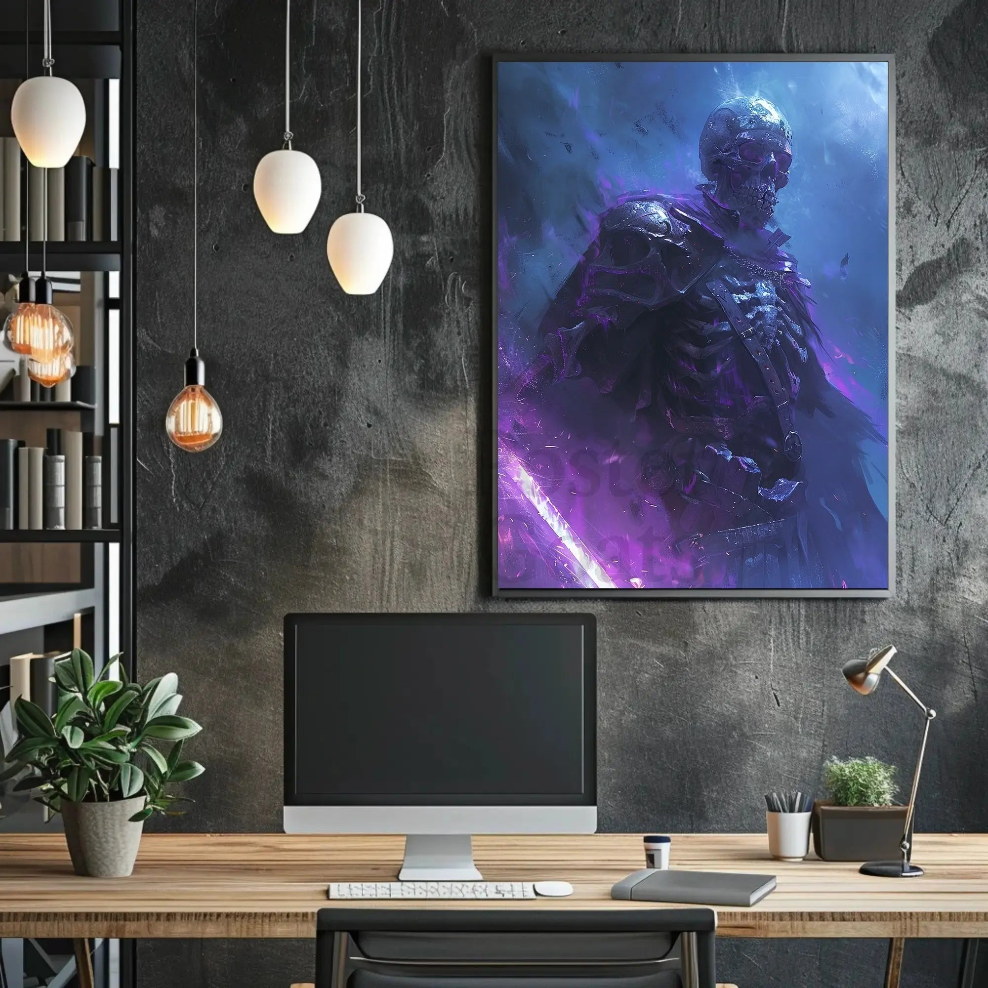 Dark Fantasy Skeletal Warrior Digital Art Poster PosterGoat