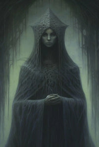 Dark Gothic Fantasy Art with Mysterious Figure Poster PosterGoat