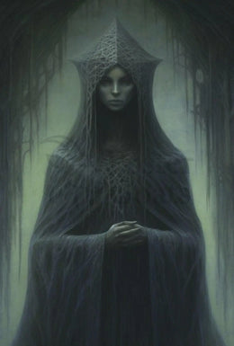 Dark Gothic Fantasy Art with Mysterious Figure Poster PosterGoat