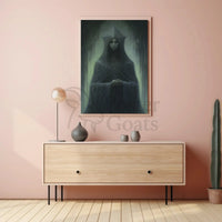 Dark Gothic Fantasy Art with Mysterious Figure Poster PosterGoat