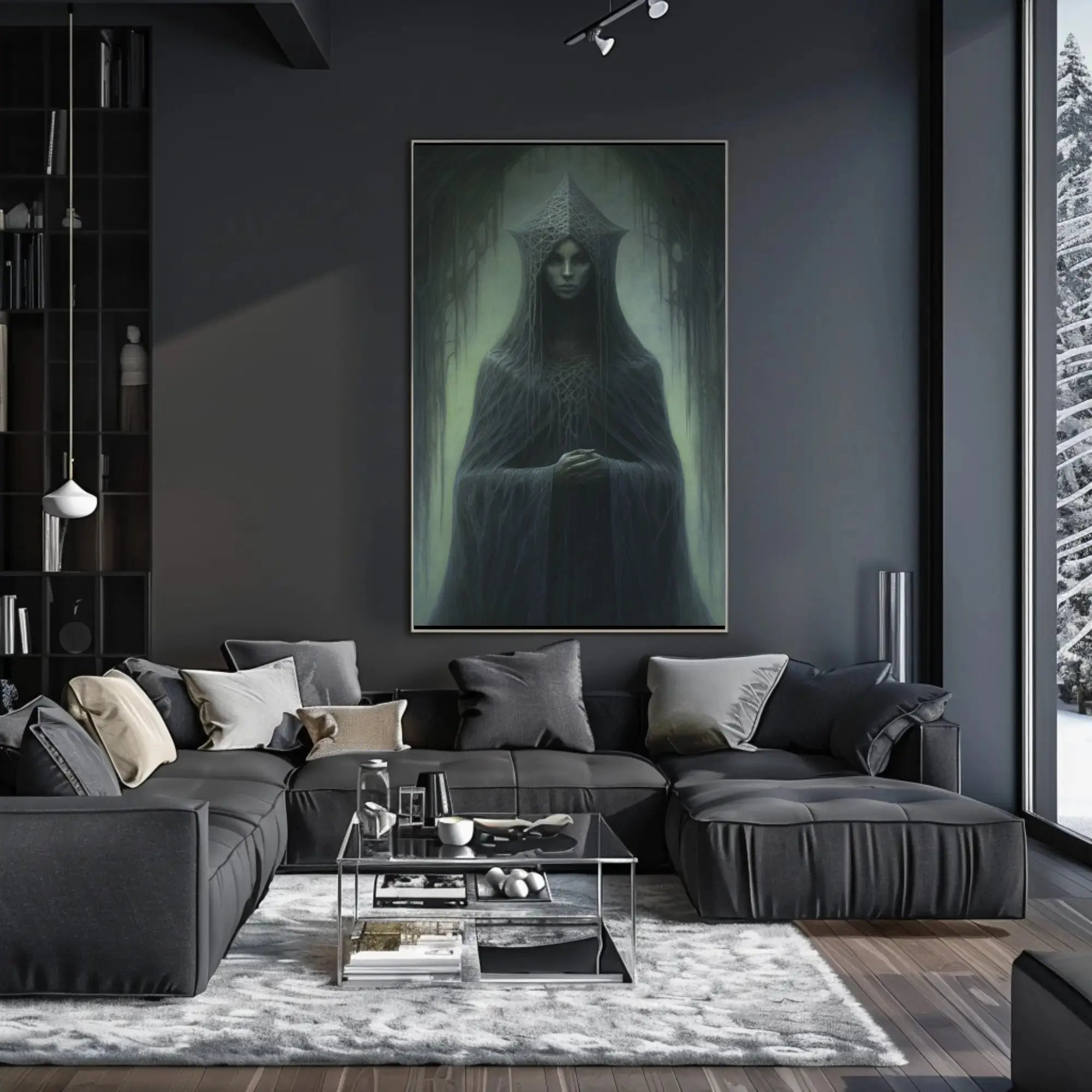 Dark Gothic Fantasy Art with Mysterious Figure Poster PosterGoat