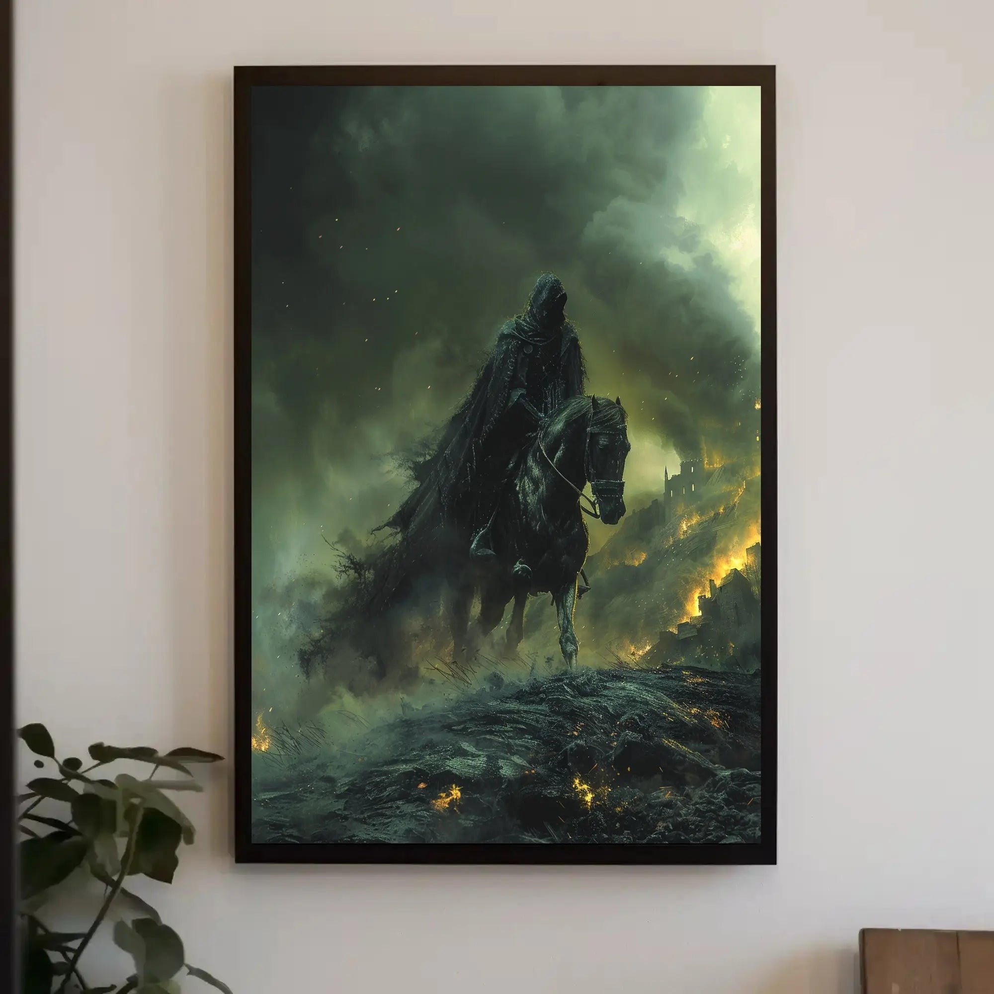 Dark Rider on Horseback Fantasy Artistic Poster PosterGoat