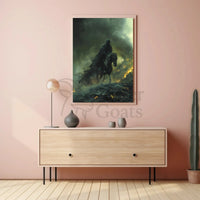 Dark Rider on Horseback Fantasy Artistic Poster PosterGoat