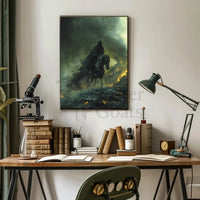 Dark Rider on Horseback Fantasy Artistic Poster PosterGoat