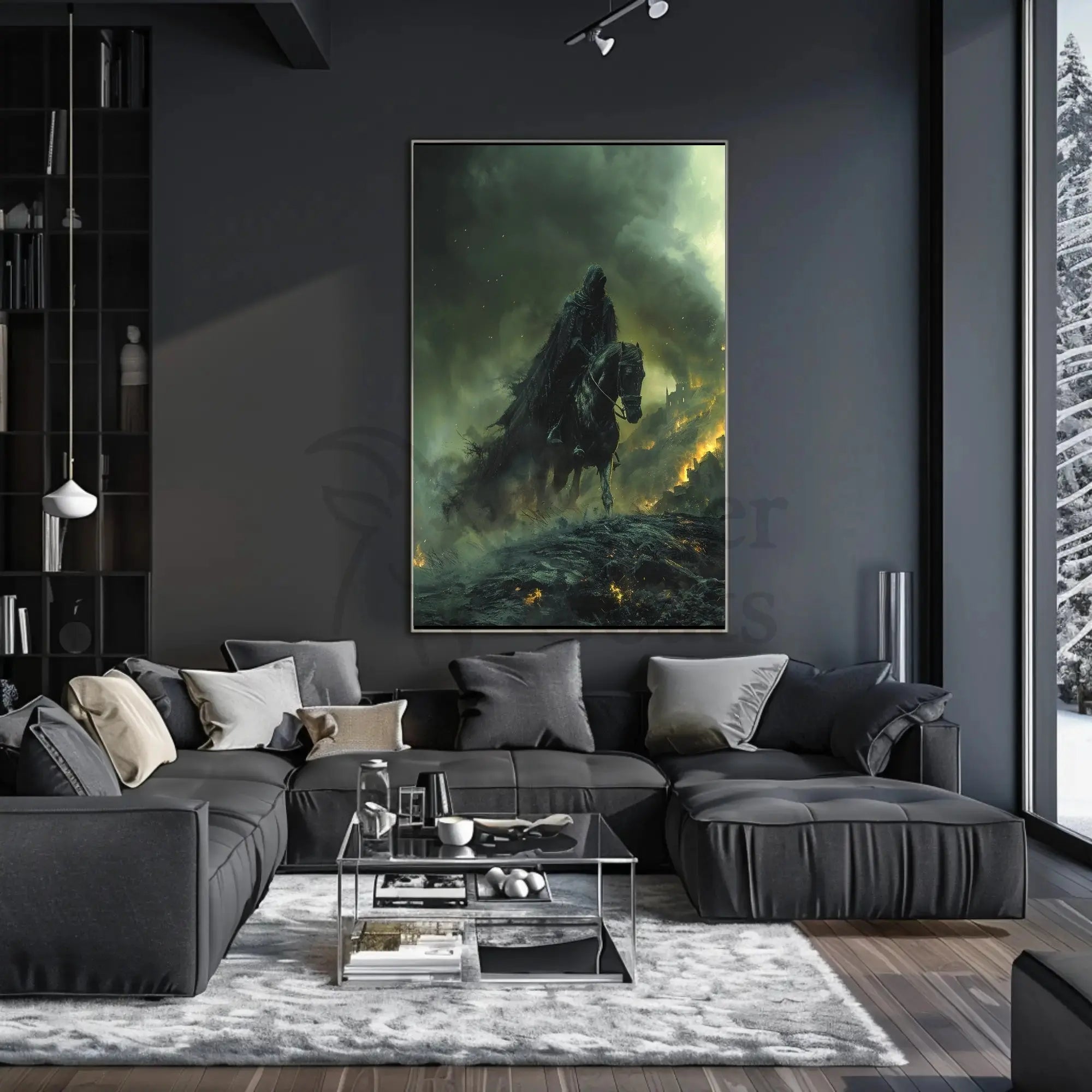 Dark Rider on Horseback Fantasy Artistic Poster PosterGoat