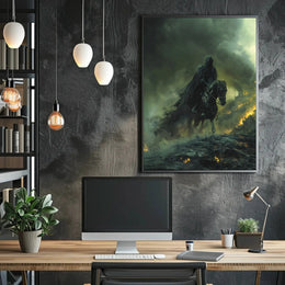 Dark Rider on Horseback Fantasy Artistic Poster PosterGoat
