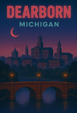 Dearborn Cityscape Vintage Design Retro Travel Poster PosterGoat