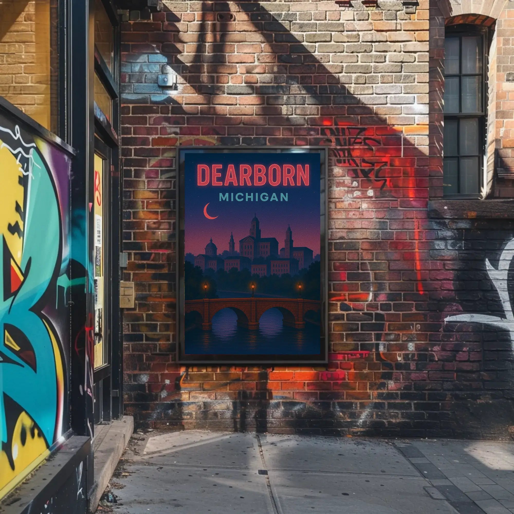 Dearborn Cityscape Vintage Design Retro Travel Poster PosterGoat