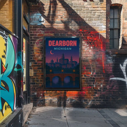 Dearborn Cityscape Vintage Design Retro Travel Poster PosterGoat