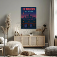 Dearborn Cityscape Vintage Design Retro Travel Poster PosterGoat