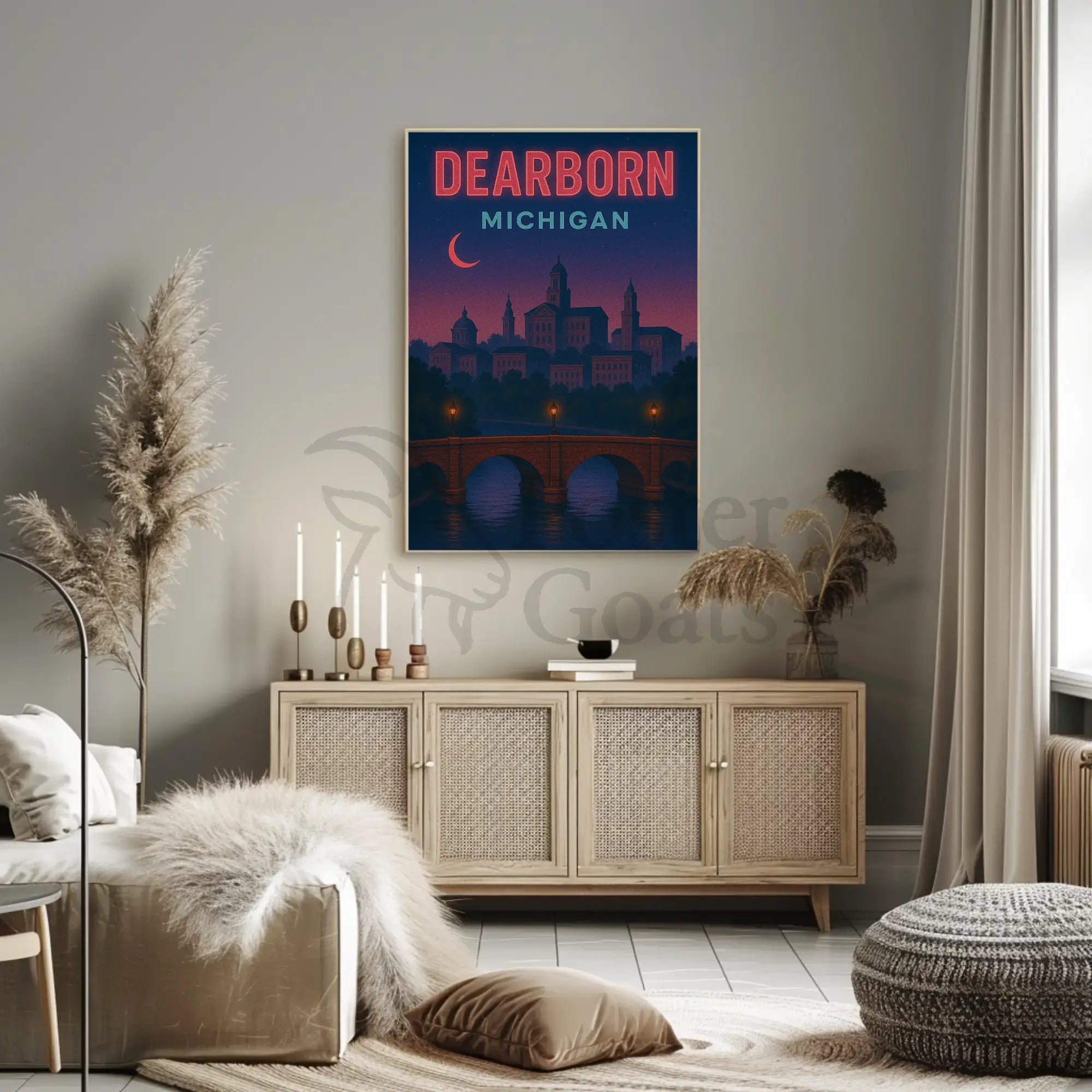 Dearborn Cityscape Vintage Design Retro Travel Poster PosterGoat