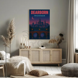 Dearborn Cityscape Vintage Design Retro Travel Poster PosterGoat