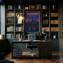 Dearborn Cityscape Vintage Design Retro Travel Poster PosterGoat