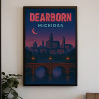 Dearborn Cityscape Vintage Design Retro Travel Poster PosterGoat