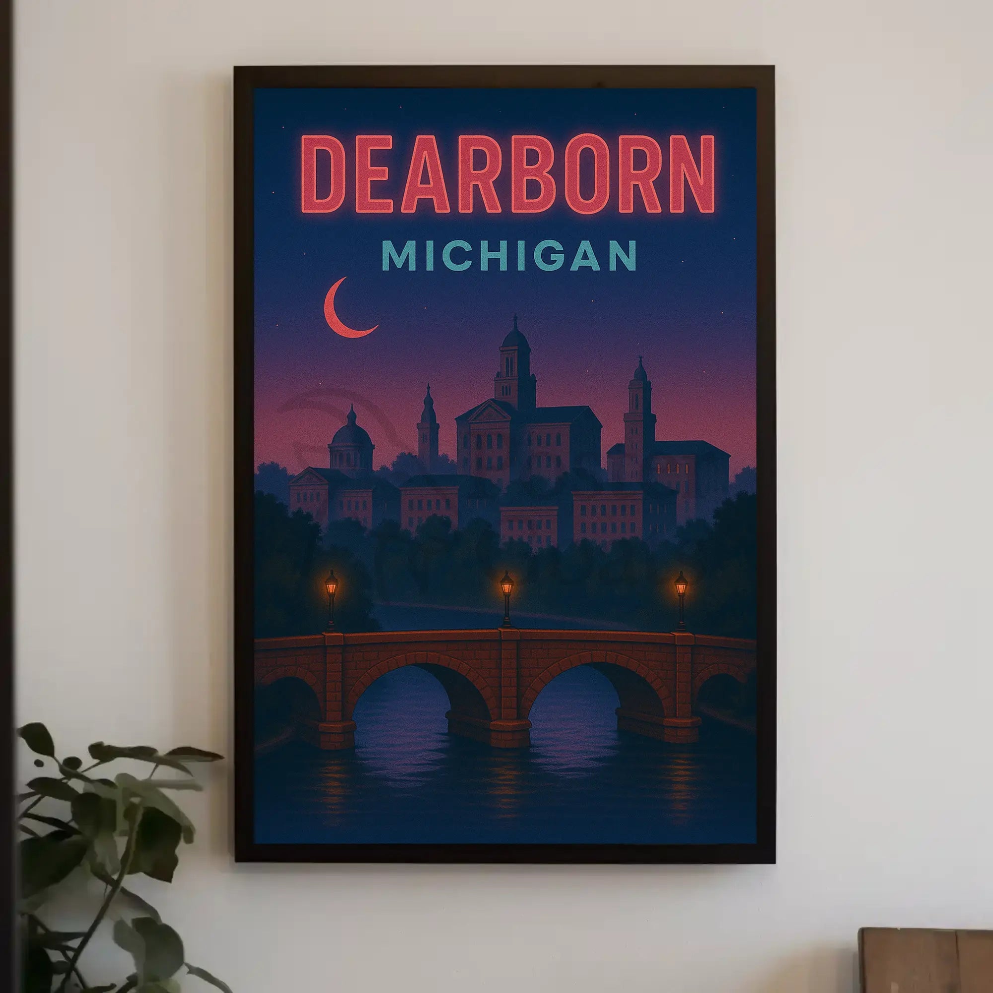 Dearborn Cityscape Vintage Design Retro Travel Poster PosterGoat