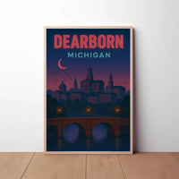 Dearborn Cityscape Vintage Design Retro Travel Poster PosterGoat