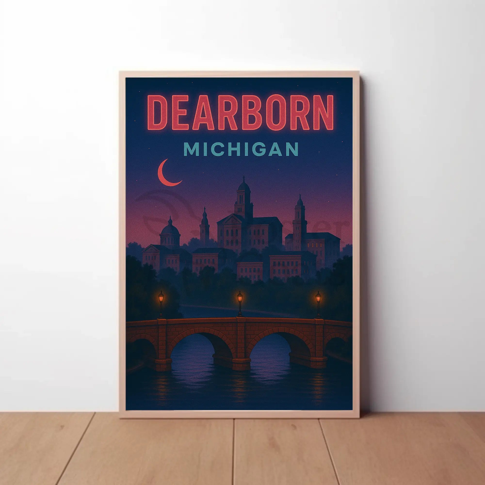 Dearborn Cityscape Vintage Design Retro Travel Poster PosterGoat