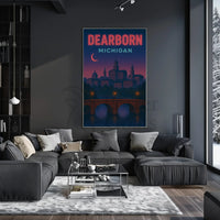Dearborn Cityscape Vintage Design Retro Travel Poster PosterGoat