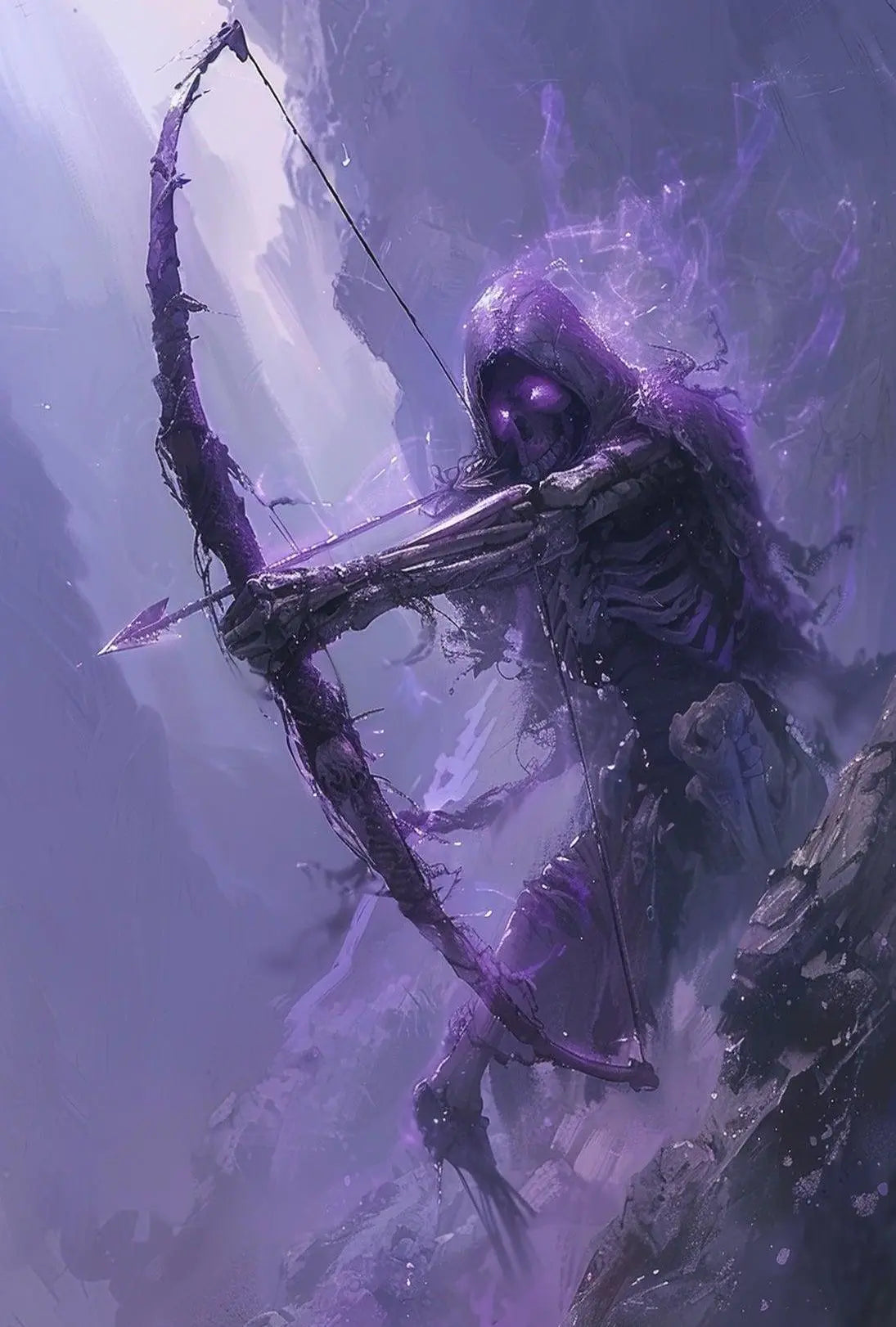 Death’s Archer: Eerie Skeletal Figure in Dark Fantasy Poster PosterGoat