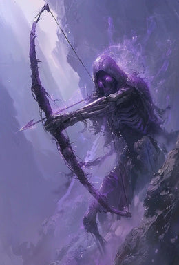 Death’s Archer: Eerie Skeletal Figure in Dark Fantasy Poster PosterGoat