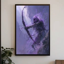 Death’s Archer: Eerie Skeletal Figure in Dark Fantasy Poster PosterGoat
