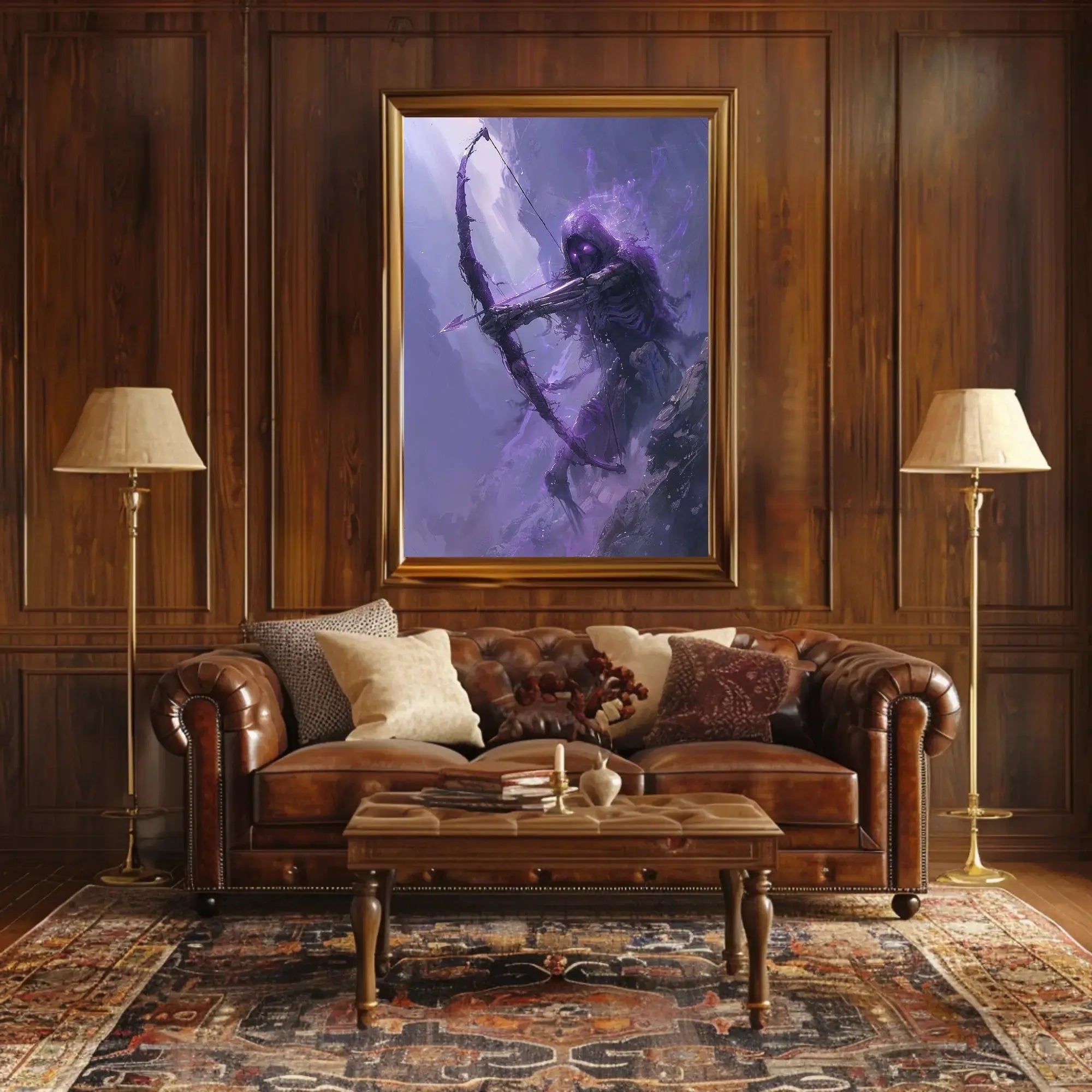 Death’s Archer: Eerie Skeletal Figure in Dark Fantasy Poster PosterGoat