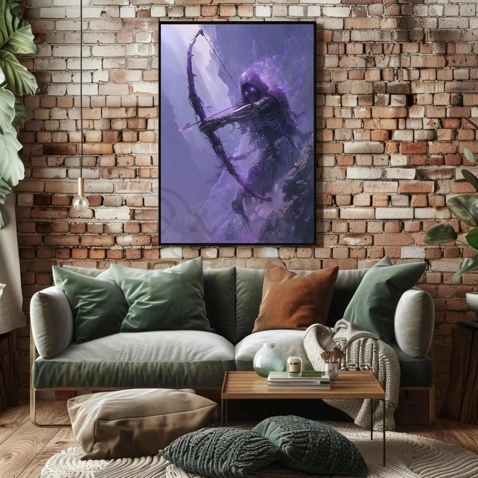 Death’s Archer: Eerie Skeletal Figure in Dark Fantasy Poster PosterGoat