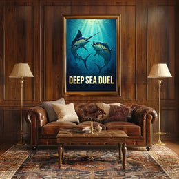 Deep Sea Duel Confrontation Action Animal Poster PosterGoat