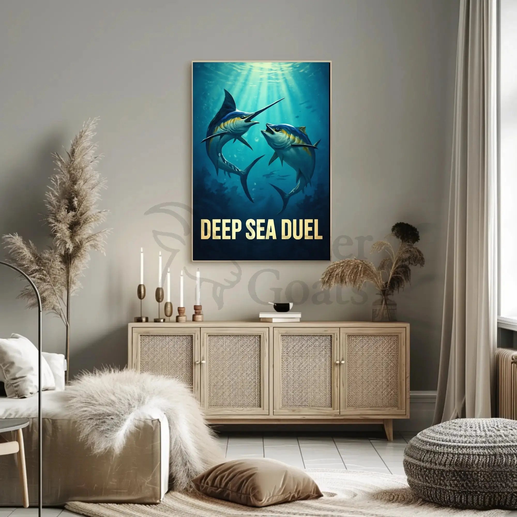 Deep Sea Duel Confrontation Action Animal Poster PosterGoat