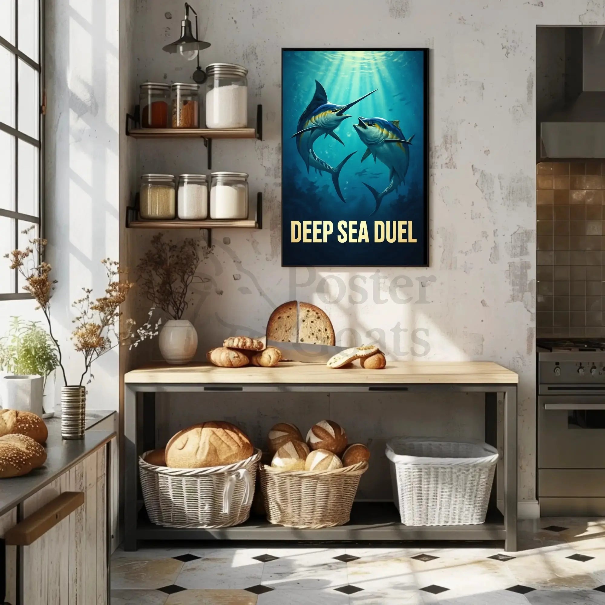 Deep Sea Duel Confrontation Action Animal Poster PosterGoat