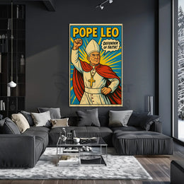 Defender of Faith Comic-Style Propaganda Poster PosterGoat