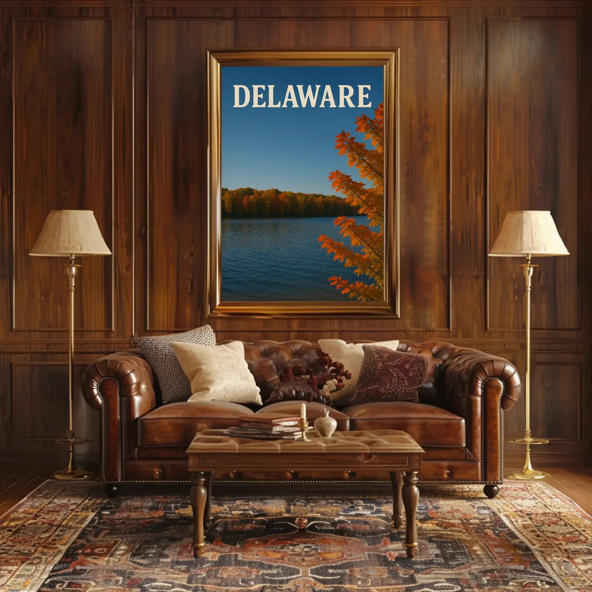 Delaware Autumn Splendor in Nature Travel Poster PosterGoat