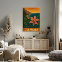 Delaware Coastal Sunset Scenic Travel Poster PosterGoat