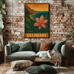 Delaware Coastal Sunset Scenic Travel Poster PosterGoat