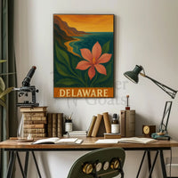 Delaware Coastal Sunset Scenic Travel Poster PosterGoat
