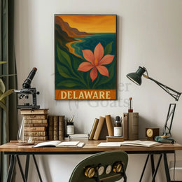 Delaware Coastal Sunset Scenic Travel Poster PosterGoat