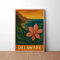 Delaware Coastal Sunset Scenic Travel Poster PosterGoat
